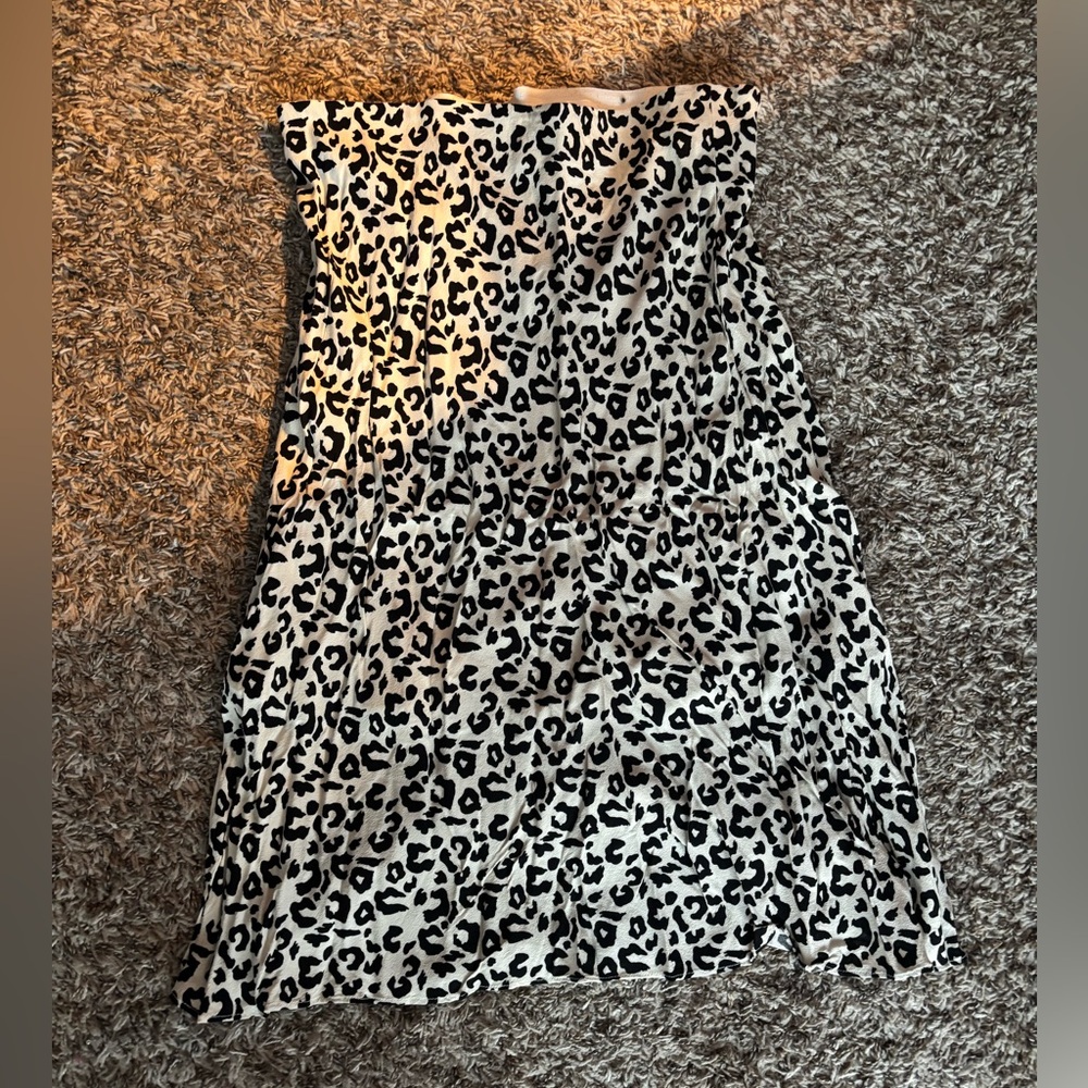 Leith Black and White Leopard Print Skirt